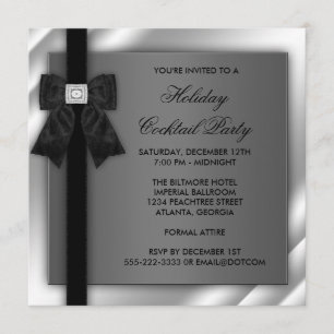 Invitation Black Silver Black Cravate Party Black Cravate For