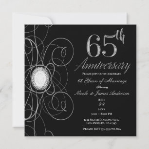 Invitation Black & Silver Diamond 65 65e anniversaire