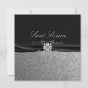 Invitation Black & Silver Diamond Sweet16