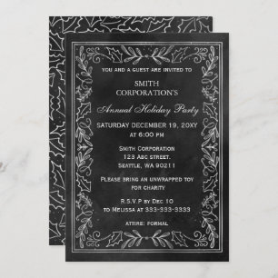 Invitation Black Silver Elegant Corporate Holiday Party