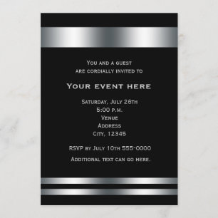 Invitation Black Silver Elegant Dinner Party Événement Invita