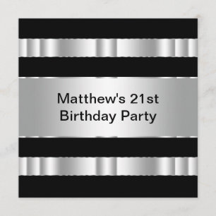 Invitation Black Silver Mans 21e anniversaire