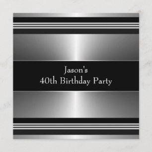 Invitation Black Silver Mans 40e anniversaire