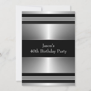 Invitation Black Silver Mans 40e anniversaire