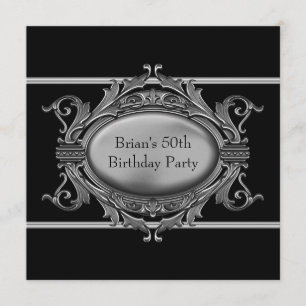 Invitation Black Silver Mans 50e anniversaire