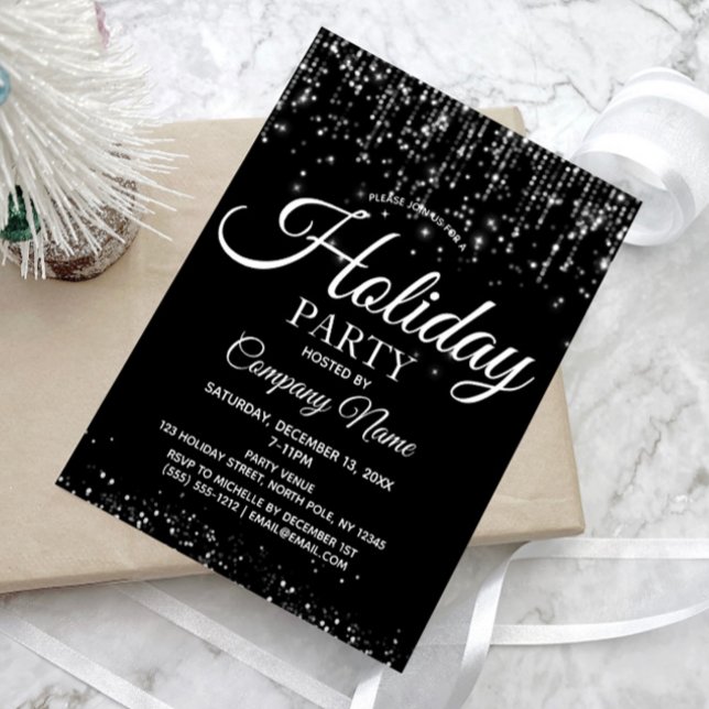 Invitation Black Silver String Lights Corporate Holiday Party (Créateur téléchargé)