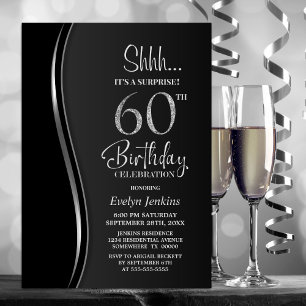 Invitation Black Silver Surprise 60e anniversaire