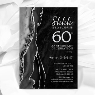 Invitation Black Silver Surprise 60e anniversaire