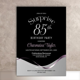 Invitation Black Silver Surprise 85e anniversaire