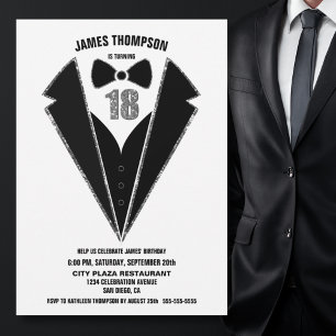 Invitation Black Silver Tuxedo 18ème anniversaire