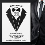 Invitation Black Silver Tuxedo 21st Birthday Party<br><div class="desc">Celebrate your 21st birthday in style and invite your friends and loved ones to your birthday celebration with this black and silver tuxedo invitation.</div>
