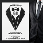 Invitation Black Silver Tuxedo 60e fête d'anniversaire<br><div class="desc">Célébrez votre 60e anniversaire en style et invitation vos amis et les proches à votre fête d'anniversaire avec cette invitation tuxedo noir et argent.</div>