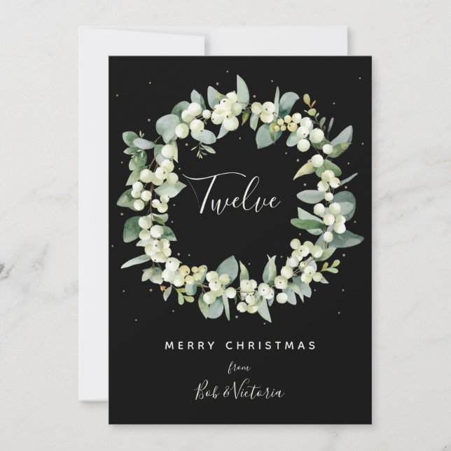 Invitation Black Snowberry+Eucalyptus Numéro de tableau (Devant)