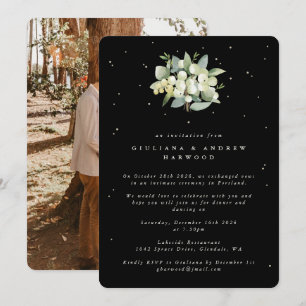 Invitation Black Snowberry+Eucalyptus Réception de mariage Ph