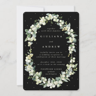 Invitation Black Snowberry+Eucalyptus Réception de mariage un