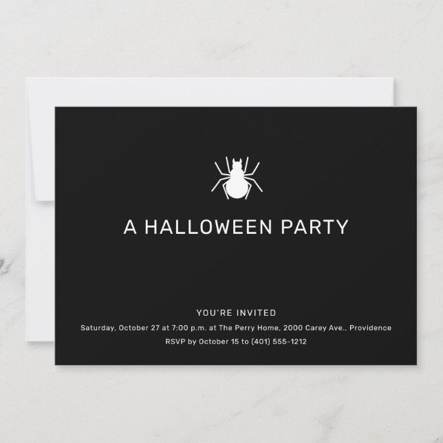 Invitation Black Spider Halloween Party (Devant)