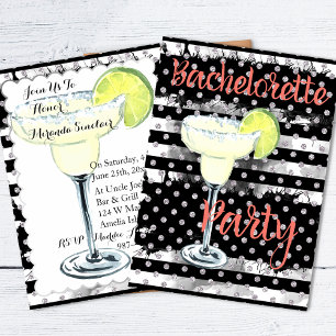 Invitation Black Stried Margarita Bachelorette Party