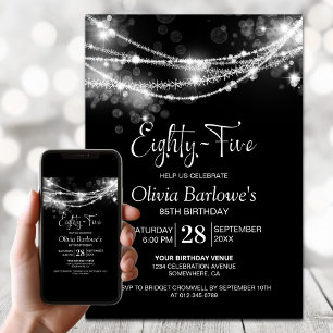 Invitation Black String Lights 85e fête d'anniversaire