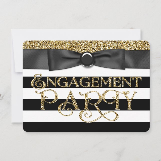 Invitation Black Stripe Gold Parties scintillant (Devant)