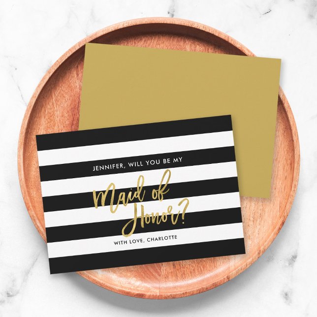Invitation Black Stripes Serez-vous ma femme d'honneur ? (Créateur téléchargé)