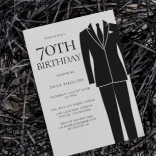 Invitation Black Suit & Cravate Mens 70e fête d'anniversaire