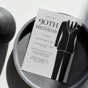 Invitation Black Suit & Cravate Mens 90e fête d'anniversaire