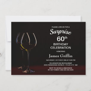 Invitation Black Surprise 60e Anniversaire Vin Glass Party