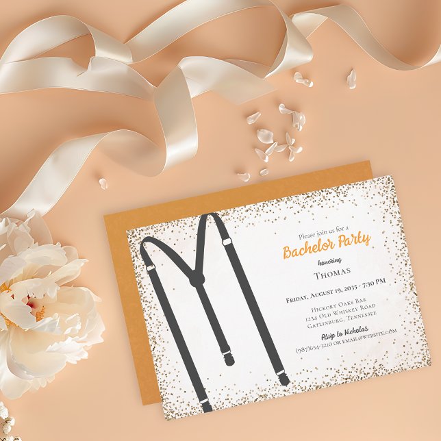 Invitation Black Suspendants Parties scintillant Bachelor Par (Créateur téléchargé)