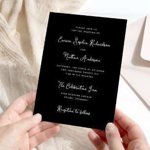 Invitation Black Sweet et Whimsical Mariage simple