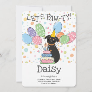 Invitation Black Tan Brussels Griffon fête d'anniversaire