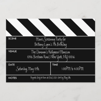 Invitation Black That's a Wrap Movie Clapper Birthday Party