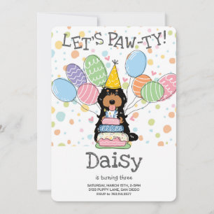 Invitation Black Tri Cockapoo Cavapoo Chien fête d'anniversai