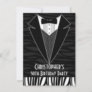 Invitation Black Tuxedo Hommes 50e anniversaire de fête Invit