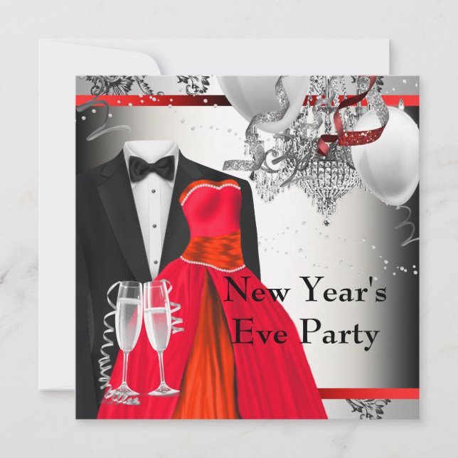 Invitation Black Tuxedo Red (Devant)