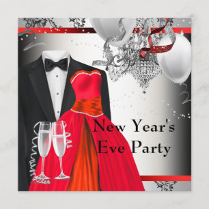 Invitation Black Tuxedo Red