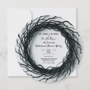 Invitation Black Twig Elegant Automne Halloween Dîner fête