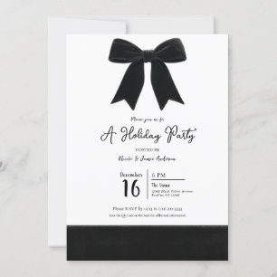 Invitation Black Velvet Bow Elegant Posh Photo Fête