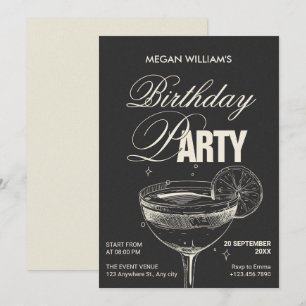 Invitation Black vintage cocktail anniversaire