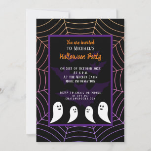 Invitation Black violet toile d'araignée Halloween fantôme