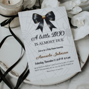 Invitation Black Web Halloween Petit Boo Bow Baby shower