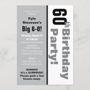Invitation Black & White 60th Birthday Party