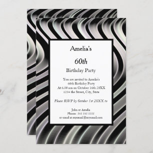 Invitation Black White Abstraite fête d'anniversaire