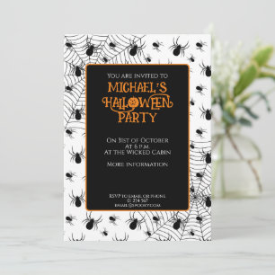 Invitation Black White araignée toile d'araignée fête d'Hallo