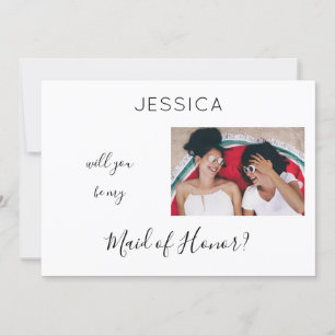 Invitation Black & White Be My Maid of Honor Photo Propositio
