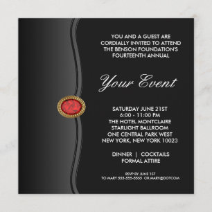 Invitation Black White Black Cravate Corporate Party Event