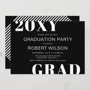 Invitation Black White Bold Typographie Partie de graduation