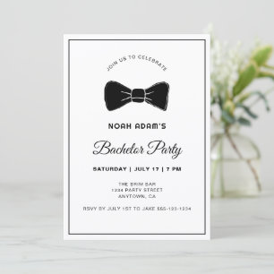 Invitation Black & White Bow Cravate moderne Bachelor Party I