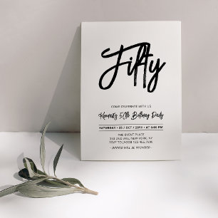 Invitation Black & White   Chic Fifty 50e Anniversaire