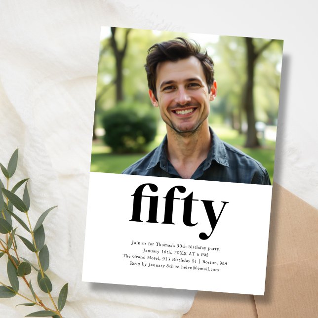 Invitation Black & White Cinquante 50e anniversaire (Créateur téléchargé)