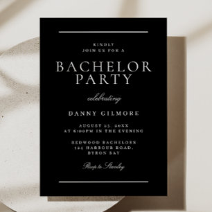 Invitation Black & White Classic Moderne Bachelor Party